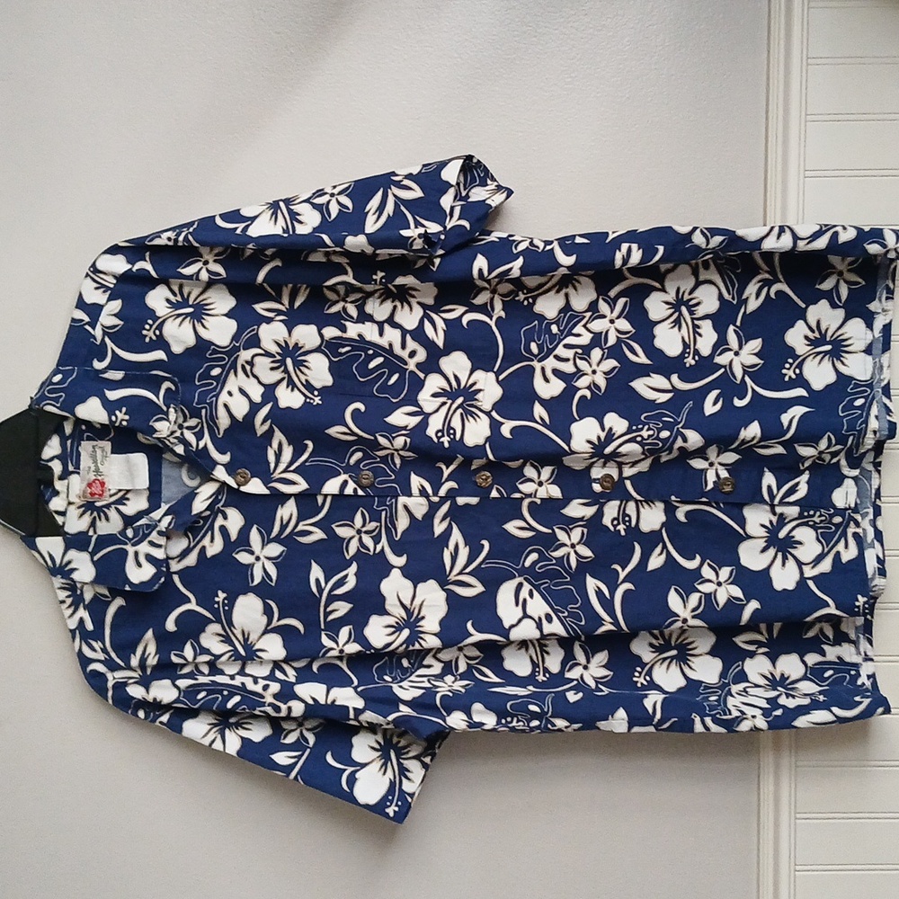 The Hawaiian Original Hilo Hattie XL Shirt Blue Floral button up short sleeve